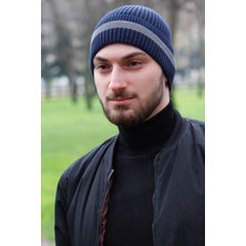 Bay Şapkacı Lacivert Çizgili Bere 7560