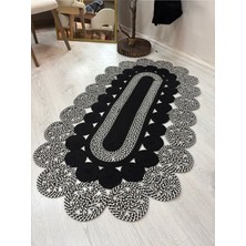 MaVaux Livia Oval Trikotlu Papatya Hasır Jüt Şık El Dokuma Kilim Dekoratif Antre Modern Ev Dekorasyonu