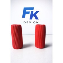 Fk Design Dekoratif Hediyelik Çizgili Büyük Boy 2'li Vazo