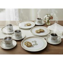 Porland Pink Flower Porselen Pasta Kahve Servis Sunum Seti 6 Kişilik ***yeni Ürün***