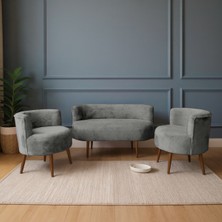 Azra Mobilya Sydney Modern Koltuk Takımı | Modern Iskandinav Tarzı | Welsoft Yumuşak Kumaş | Taş Gri