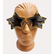 Twin Store Altın Yıldız Metalize Parti Gözlüğü