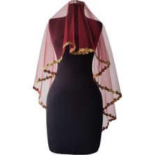 Moda Nur Duvak, Gelin Duvak, Gelin Kına Duvak, Yüz Örtüsü ,kırmızı Duvak