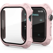 Maks Technology Watch 7 45MM Tank Zırh Kasa ve Mat Görünümlü Ekran Koruyucu Mkst Watch Gard 11 - Pembe