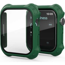 Maks Technology Watch 7 41MM Tank Zırh Kasa ve Mat Görünümlü Ekran Koruyucu Mkst Watch Gard 11 - Koyu Yeşil
