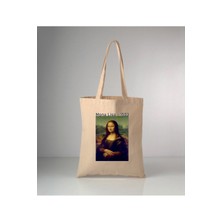 Giftora Mona Lisa Baskılı Ham Bez Omuz Çantası 35X40 cm