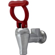 Akat Semaver Ile Uyumlu Musluk Göstergeli, Içten Dişli, Basmalı, Demir, Kırmızı Saplı, Kayalar Kazan ve Çaycı Musluğu 8cm