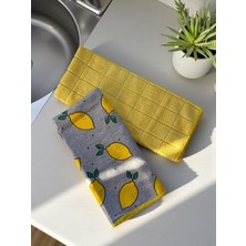Dore Voir 2 Adet Limon Desenli Mikrofiber Kurulama Havlusu