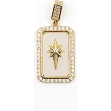 Sose Moda Beyaz Mineli Kuzey Yıldızı Kolye Ucu Gold – 14K Renk, Zirkon Mıhlama, Alerji Karşıtı