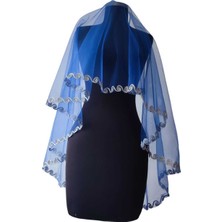 Moda Nur Duvak, Gelin Duvak, Gelin Kına Duvak, Yüz Örtüsü ,mavi Duvak