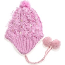 Bay Şapkacı Pullu Kız Çocuk Bere Pembe 1156