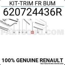 TŞT Renault Symbol Ön Panjur Bandı Nikelaj Set 2012-  (Oem No:  620724436R)