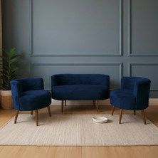Azra Mobilya Sydney Modern Koltuk Takımı | Modern Iskandinav Tarzı | Welsoft Yumuşak Kumaş | Lacivert