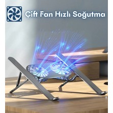 Edewatt Alüminyum Katlanır Fanlı Laptop Tutucu Yükseltici Stand  6 Kademeli  Macbook Uyumlu Notebook Standı Sessiz Sıcak Havayı Çeker