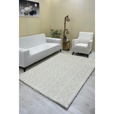 Örgü Model Welsoft Halı Örtüsü Krem Renk - 160 x 230