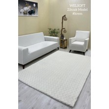 Zikzak Model Welsoft Halı Örtüsü Krem Renk - 160 x 230