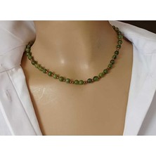 Sinem Şanlı Zümra Yeşil Akik & Bakır Boncuk Minimal Unisex Kolye