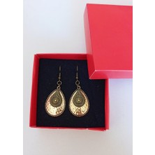 Sinem Şanlı Antik Işlemeli Parlak Damla Tasarım Küpe – Otantik Boho Stil, Kutulu