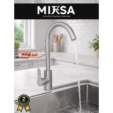 Mixsa Inox Delta Gri Mat Mutfak Eviye Musluğu Bataryası