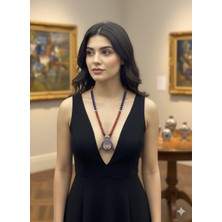 Eski Yeni Antik Doğal Taşlı Kolye Mercan,lapis