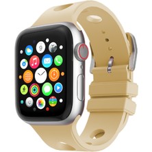 Mobicas Apple Watch 7 (45MM) Uyumlu  Delikli Silikon KORDON-147 Gold