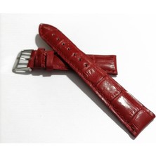 Fado&her Saate Uyumlu Hakiki  Deri Saat  Kordonu  Kırmızı  22   mm  ( 320 )