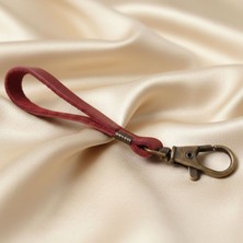 Uretti - Ali 7128 7093 El Yapımı Kırmızı Kancalı Deri Anahtarlık