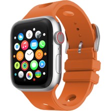 Mobicas Apple Watch 10 (46MM) Uyumlu  Delikli Silikon KORDON-147 Turuncu