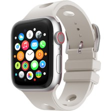 Mobicas Apple Watch Ultra 3 (49MM) Uyumlu  Delikli Silikon KORDON-147 Starlight