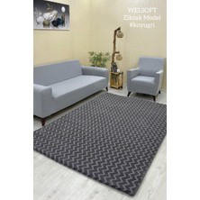 Zikzak Model Welsoft Halı Örtüsü Koyu Gri Renk - 160 x 230