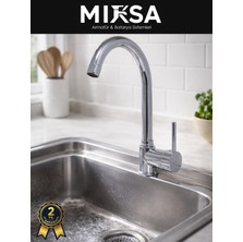 Mixsa Armut Baston Borulu Mutfak Eviye Bataryası Çeşmesi Musluğu Çift Su Girişli