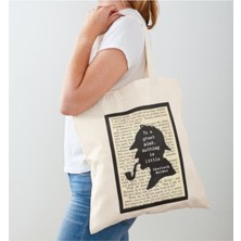 Giftora Sherlock Holmes Yazı Ham Bez Çanta