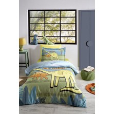 Özdilek Ranforce -Dino Zoo Petrol- Lastikli Çarşaflı Tek Kişilik Çocuk Nevresim Takımı