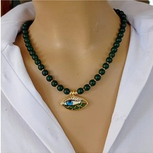 Sinem Şanlı Elde Çizim Porselen Göz Kolye – Cam Boncuklu, Özel Tasarım