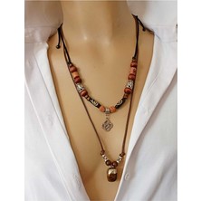 Sinem Şanlı Kaplan Gözü Ikili Erkek Kolye Gücün ve Dengenin Simgesi