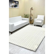 Baklava Model Welsoft Halı Örtüsü Krem Renk - 160 x 230