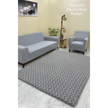 Zikzak Model Welsoft Halı Örtüsü Açık Gri Renk - 160 x 230