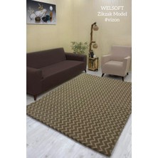 Zikzak Model Welsoft Halı Örtüsü Vizon Renk - 160 x 230
