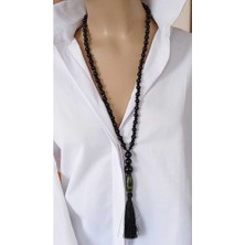 Sinem Şanlı Koruyucu Siyah Oniks Taşı Kristal El Yapımı Doğal Taş Kolye