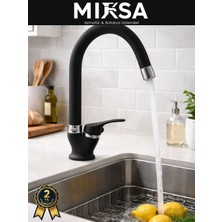 Mixsa Siyahmermerden Tek Su Çıkışlı Lavabo-Eviye Musluk Bataryası