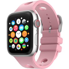 Mobicas Apple Watch 5 (44MM) Uyumlu  Delikli Silikon KORDON-147 Pembe