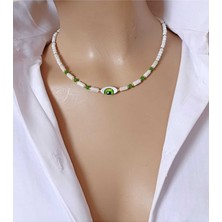 Sinem Şanlı Zümrüt Nazar Doğal Taş Minimal Kolye