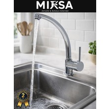 Mixsa Armut Kuğu Borulu Mutfak Eviye Bataryası Çeşmesi Musluğu Çift Su Girişli