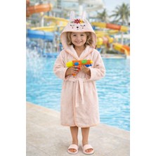 Ely Parker Kız Çocuk Bornozu, Pamuklu, Kapüşonlu, Çiçekli Tavşan, Bebek, Yavruağzı (0-14 Yaş)