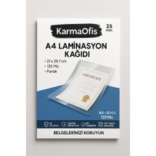 KarmaOfis A4 Laminasyon Kağıdı 125 Mic – 25 Adet | Yüksek Şeffaflık
