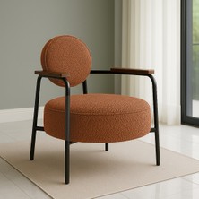 Azra Mobilya Venüs Metal Ayaklı Modern Berjer Koltuk - Soft Kumaşlı, Renk Seçenekli, 60X60 cm Tarçın