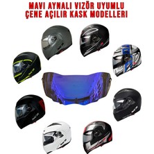 NCR Çene Açılır Kask Vizör Camı (Mavi Aynalı)