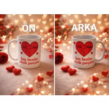 Miras Home Çiftler Için Kalp Içinde Kişiye Özel Isim Baskılı Kupa Bardak, Sevgililer Günü Hediyelik Kupa