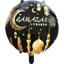 Patladı Gitti Ramazan Temalı Ramazan Mübarek Tasarımlı Yuvarlak Folyo Balon