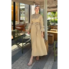 Tesettür Diyarı Belden Bağlamalı Tesettür Elbise-Vizon